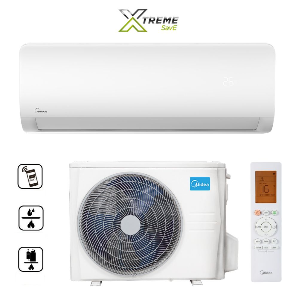 MIDEA XTREME SAVE MG2X-12-SP (MSAGBU-12HRFNX / MOX102-12HFN8) KLÍMA MONO OLDALFALI SZETT 3,5 KW (hűtő-fűtő)